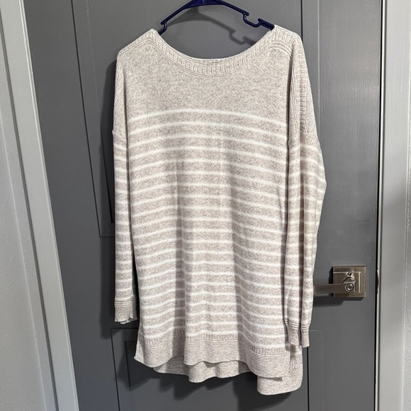 Old Navy Women's Cream Striped Sweater with boat neck - Picture 1 of 4